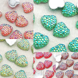 Rhinestones 10mm AB Icy Heart - 100 pieces