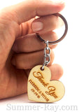 Personalized Engraved Wooden Heart Thank You Key Chain