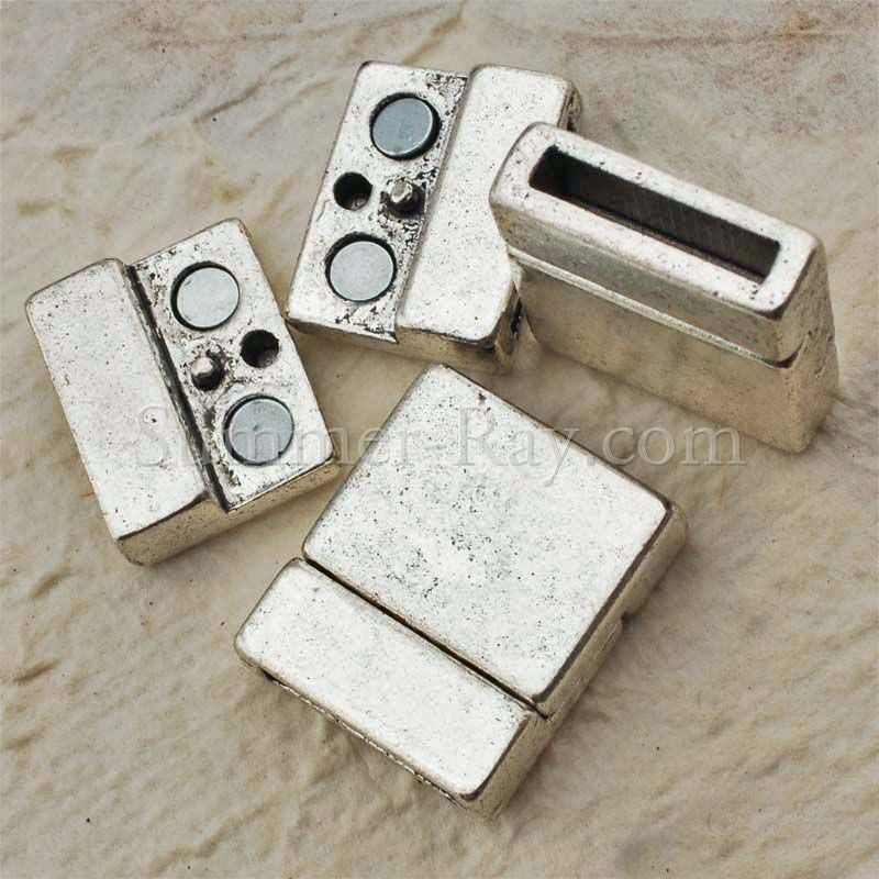 Tibetan Silver Magnetic Clasps for Flat Leather Cords –