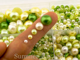 Flat Back Pearls Green Series in Storage Box - 2000 pieces