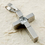 Stainless Steel Cross with Rhinestone Pendant - (1) one