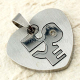 Stainless Steel Heart with Love Pendant - (1) one