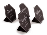 Personalized Black Hexagon Wedding Place Cards Escort Cards with White Rim