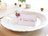 Handmade White Wedding Botanical Place Cards Escort Cards with Mulberry Flower & Leaf