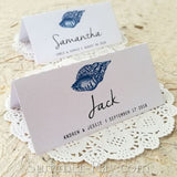 Personalized Beach Themed Gastropod Shell Wedding Place Cards/Seating Cards