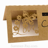 Personalized Laser Cut Natural Brown Kraft Wedding Place Cards/Seating Cards