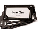 Personalized Double Layer Black & White Wedding Modern Place Cards Escort Cards Seating Cards