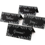 48pcs Black & White Floral Theme Wedding Party Place Cards Escort Cards