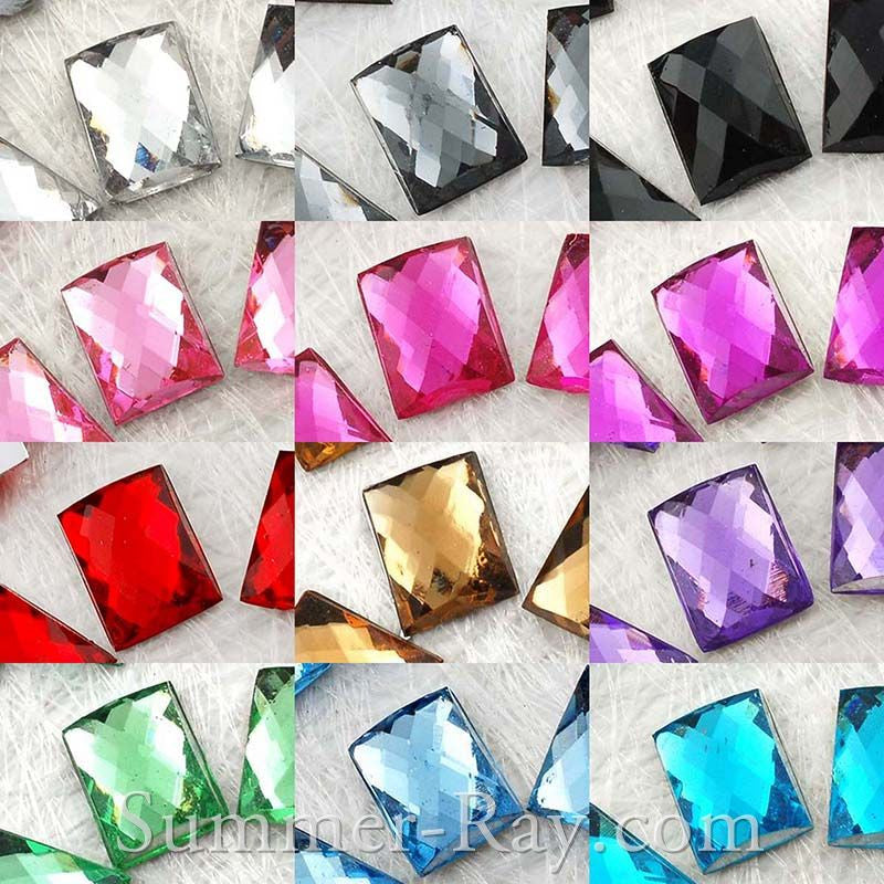 Crystal Clear Flat Back Square Acrylic Jewels Rhinestones Craft