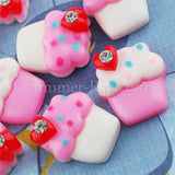 Cabochon Resin Flat Back Cupcake with Rhinestone