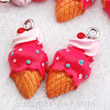 Cabochon Resin Mixed Owl/Burger/Ice Cream/Heart/Strawberry/Gingerbread/Pencil/Candy with Eye Bolt