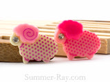 Cabochon Resin Sheep with Rhinestone