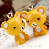 Cabochon Resin Sitting Teddy Bear with Eye Bolt