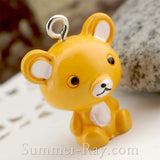 Cabochon Resin Sitting Teddy Bear with Eye Bolt