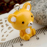 Cabochon Resin Sitting Teddy Bear with Eye Bolt