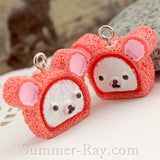 Cabochon Resin Teddy Bear Sponge Cake with Eye Bolt