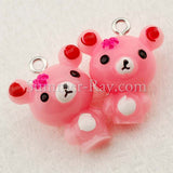 Cabochon Resin Teddy Bear with Eye Bolt