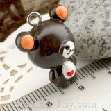 Cabochon Resin Teddy Bear with Heart and Eye Bolt