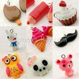 Cabochon Resin Mixed Owl/Ice Cream/Pencil/Mustache/Skull Head/Cupcake/Bear/Dog with Eye Bolt