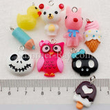Cabochon Resin Mixed Owl/Ice Cream/Skull Head/Pencil/Bear/Dog/Rubber Duck with Eye Bolt