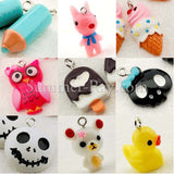 Cabochon Resin Mixed Owl/Ice Cream/Skull Head/Pencil/Bear/Dog/Rubber Duck with Eye Bolt