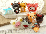Cabochon Resin Mixed Teddy Bear/Cupcake/Whale/Shark/Ice Cream Cone with Eye Bolt
