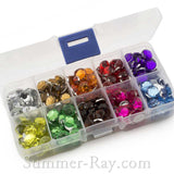 Rhinestones 10mm Mixed Color in Storage Box - 300 or 600 pieces