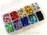 Rhinestones 6mm Globe Cut Mixed Color in Storage Box - 1000 pieces