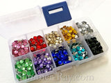 Rhinestones 6mm Globe Cut Mixed Color in Storage Box - 1000 pieces