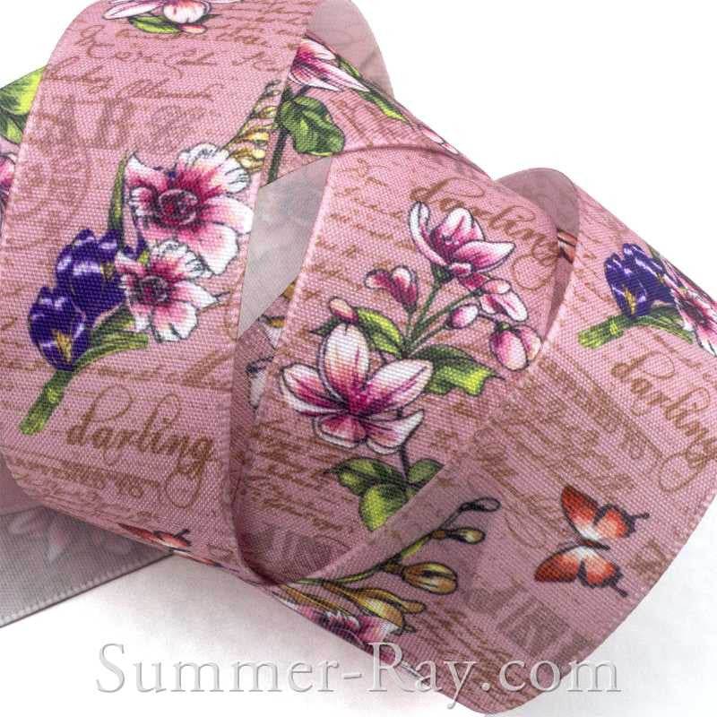 Floral Embroidered Satin Ribbon – Rose Mille