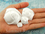 Miniature White Satin Roses Mixed Size - 40 pieces