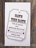 Personalized Woodsy Cottage White Save the Date Tag with Envelope