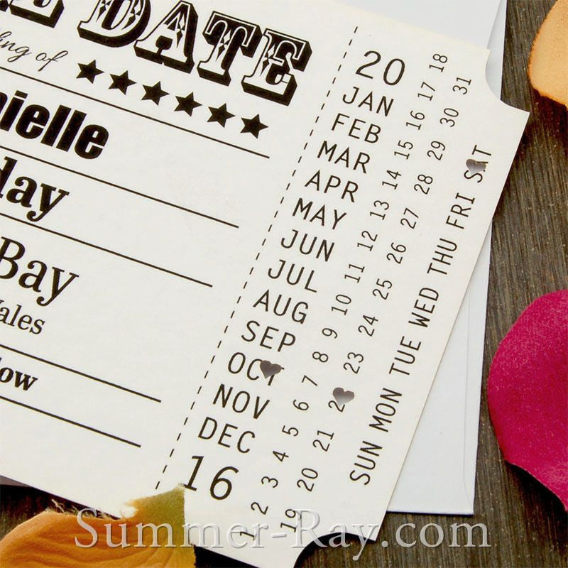 Save the Date Ticket Magnets With White Envelopes free Ship 