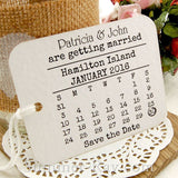 Personalized Calendar White Save the Date Tags with Envelopes