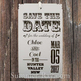 Personalized Retro Design White Save the Date Tags with Envelopes