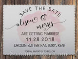 Personalized White Romantic Splash Save the Date Card with Envelope