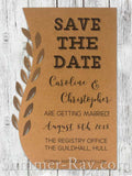 Personalized Kraft Swirled Vine Save the Date Card with Envelope