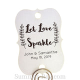 Personalized Let Love Sparkle Little Violin with Leaves Wedding Sparkler Tags