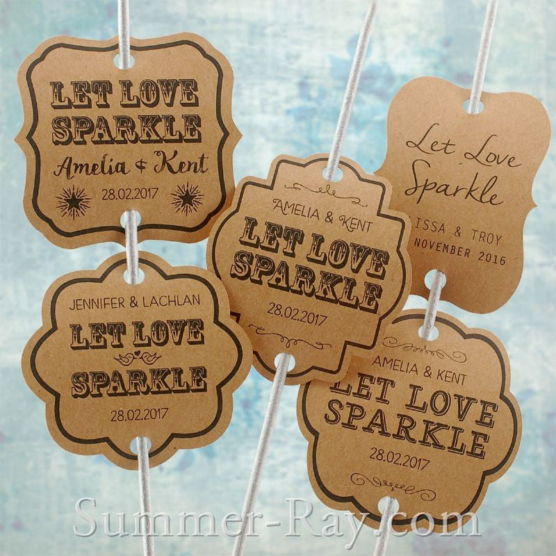 Let Love Sparkle Tags on Kraft Paper