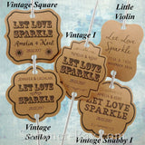 Personalized Let Love Sparkle Kraft Wedding Sparkler Tags