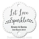 Personalized Let Love Sparkle Scallop Wedding Sparkler Tags