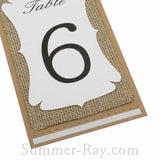 Handmade Kraft Burlap White Double Sided Table Number