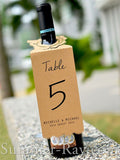 Personalized Wine Bottle Floral Kraft Table Number