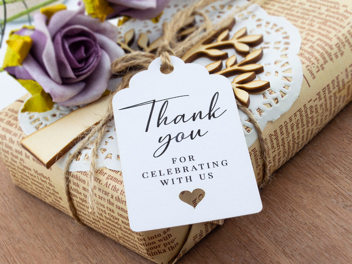 Round Thank You Favors Tags Wedding Gift Tags with White Printing –