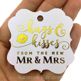 Elegant Square Gold Foil Hot Stamping Hugs and Kisses Gift Tags