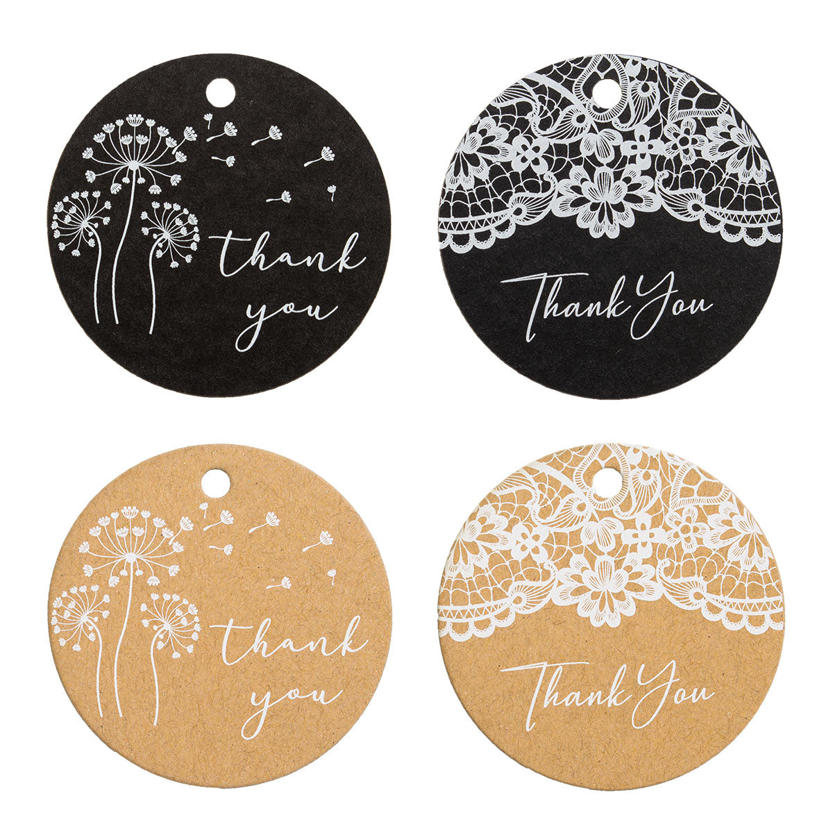 Round Thank You Favors Tags Wedding Gift Tags with White Printing –