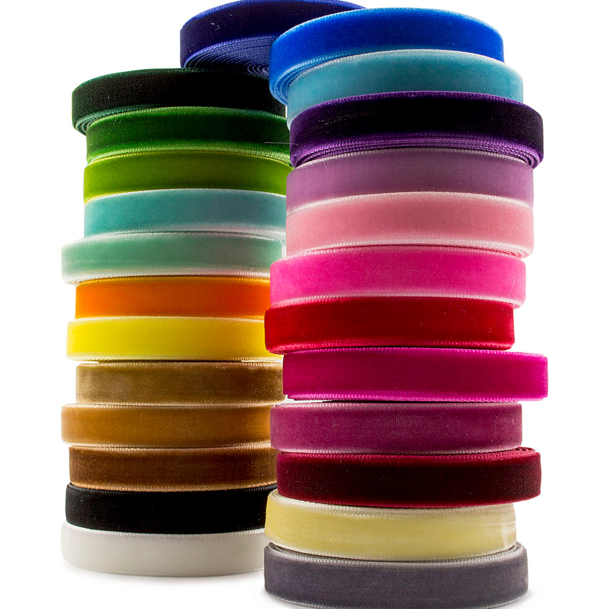 50 Yards (2 Yards x 25 Colors) 3/8 10mm Velvet Ribbon Value Pack –