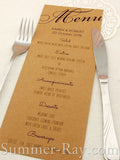 Personalized Wedding Kraft Menu