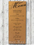 Personalized Wedding Kraft Menu