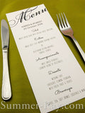 Personalized Wedding White Menu